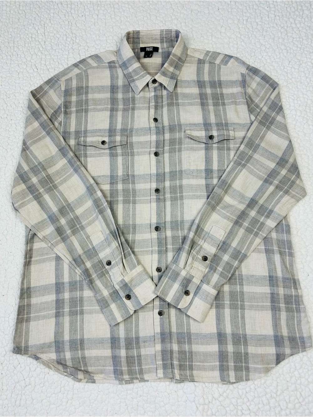 Paige Button Down Shirt Men's XL Maritime Gray Plaid Pockets Light Flannel L/S